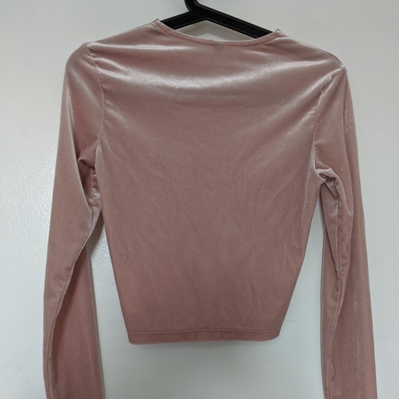 Tops | Pink Velvet Long Sleeve Shirt | Poshmark